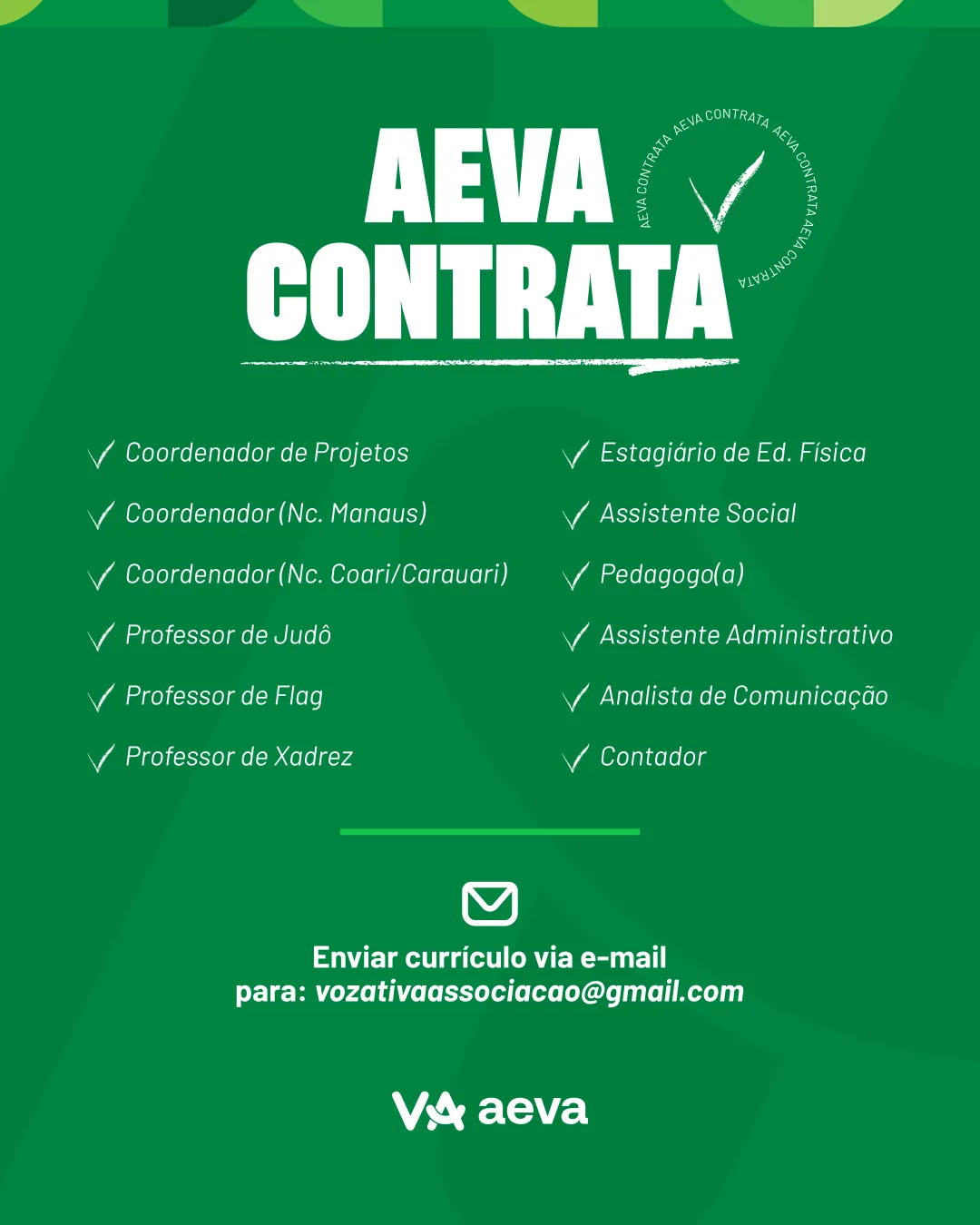 A AEVA está crescendo e queremos você no nosso time!