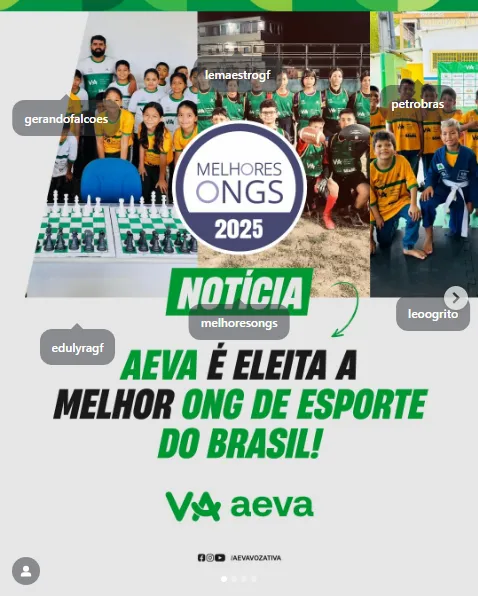 AEVA eleita melhor ONG de esporte